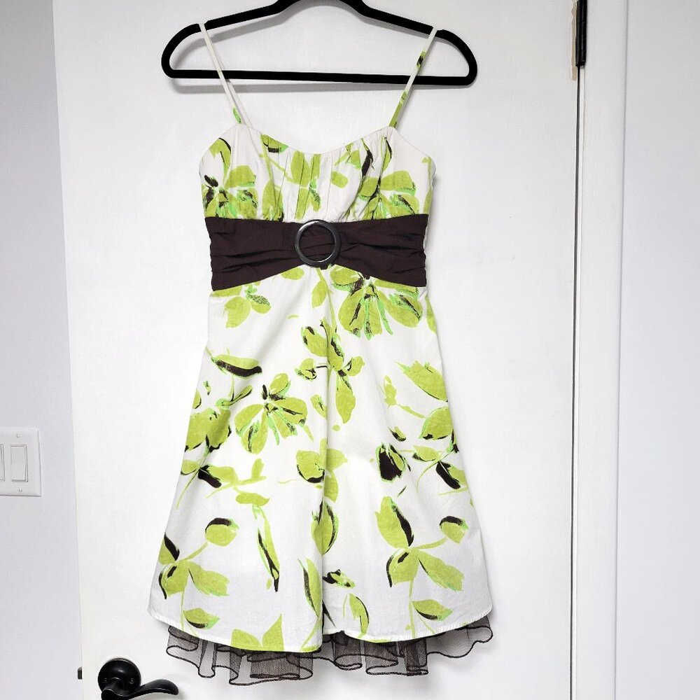 Y2K City Triangles Floral Fit & Flare Sundress Spaghetti Strap Garden Tea Party